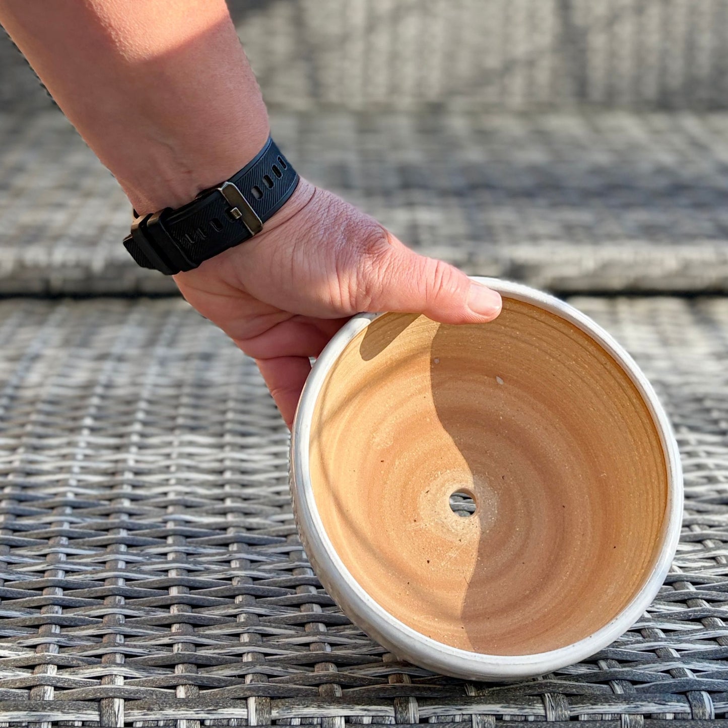 Handmade Ceramic Planter with Drainage Hole | 6" Round Stoneware Pot