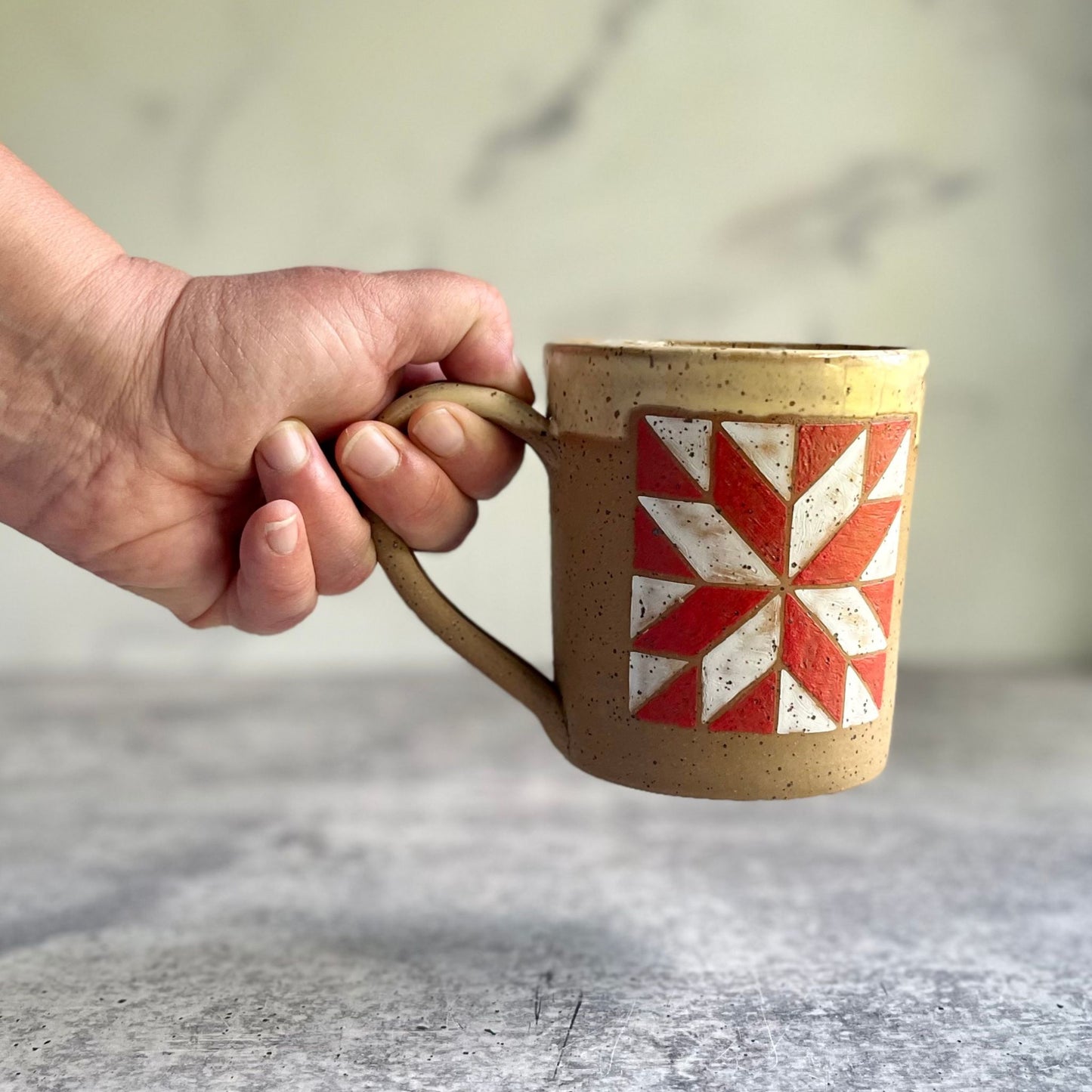 MUGS - RED and WHITE STAR BARN QUILT