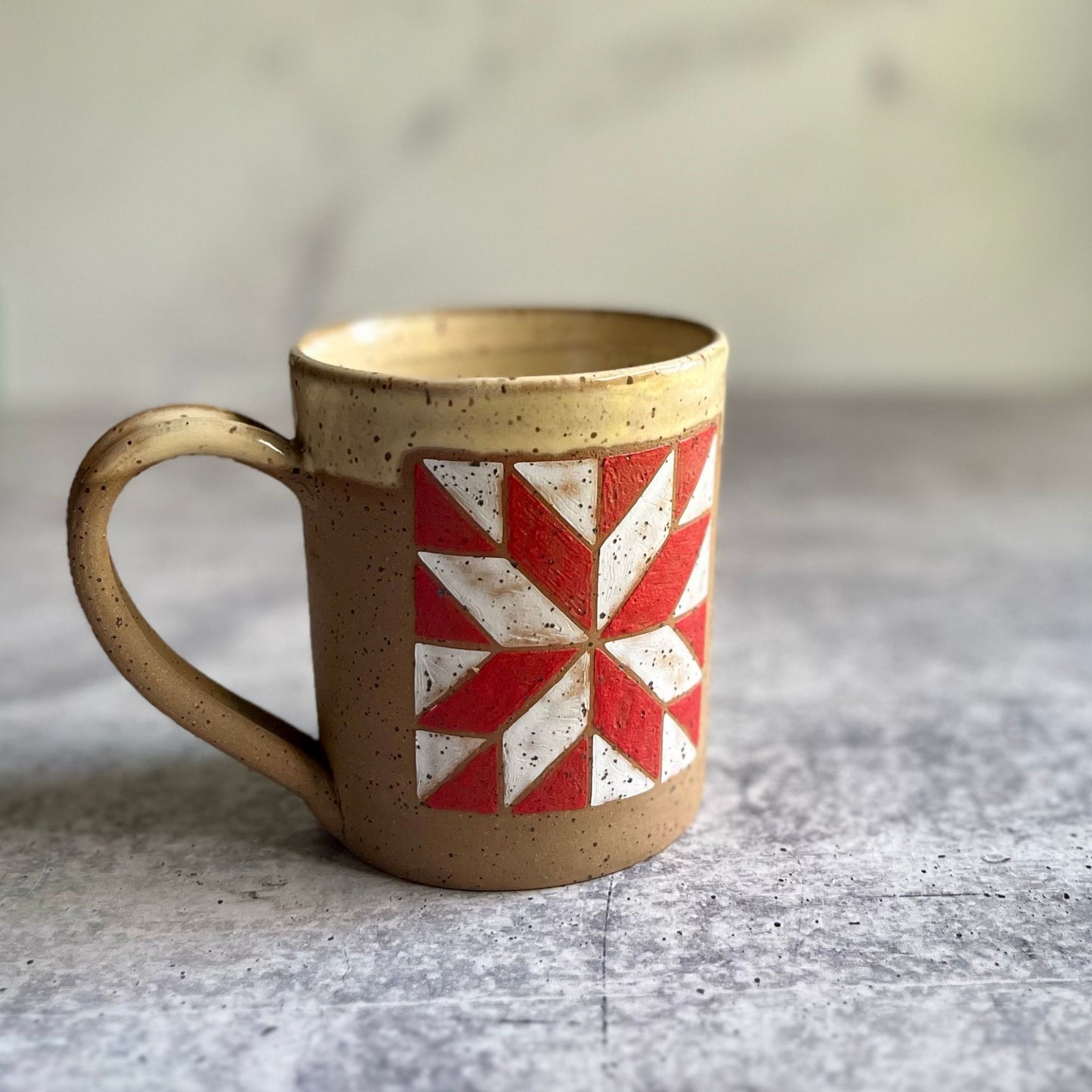 MUGS - RED and WHITE STAR BARN QUILT