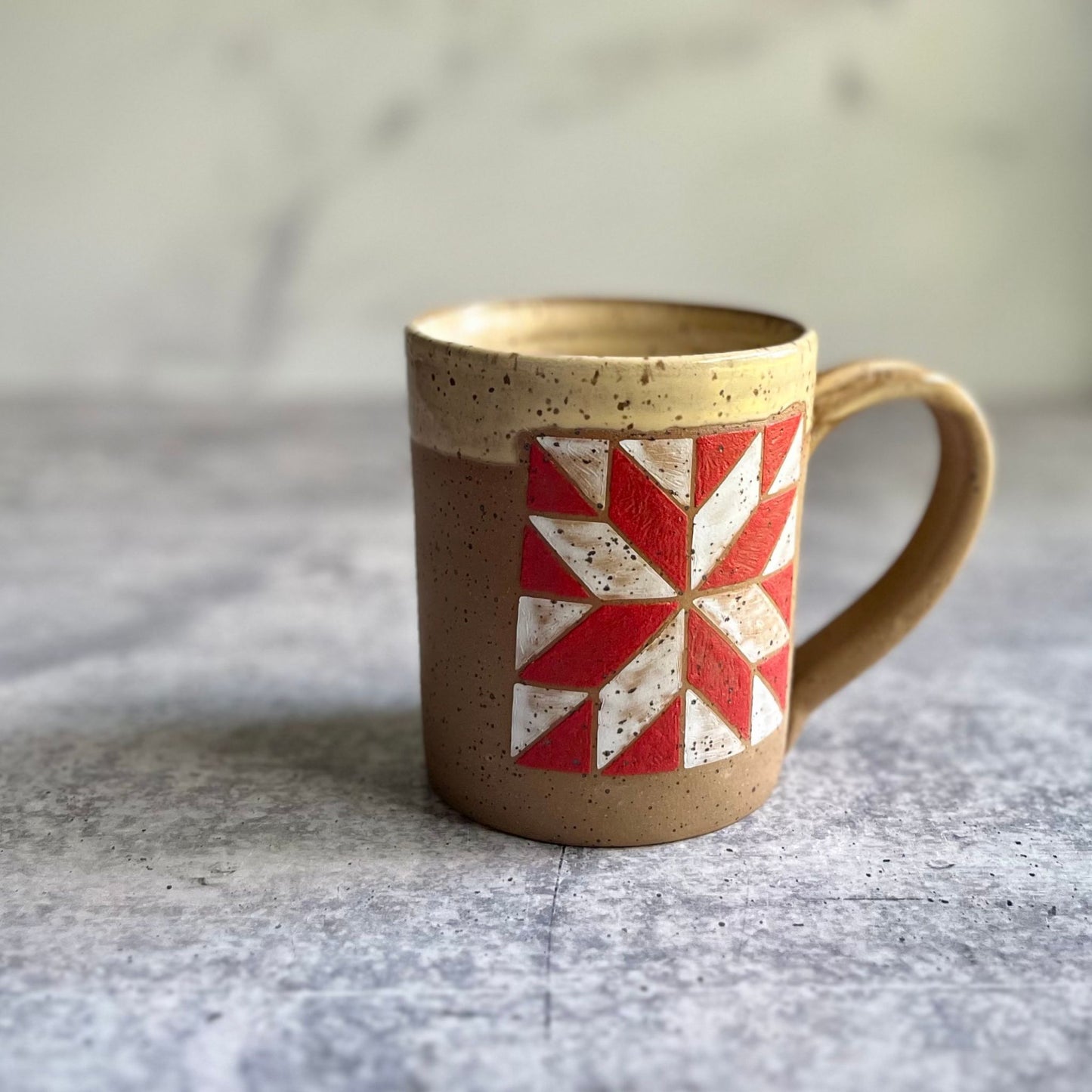 MUGS - RED and WHITE STAR BARN QUILT