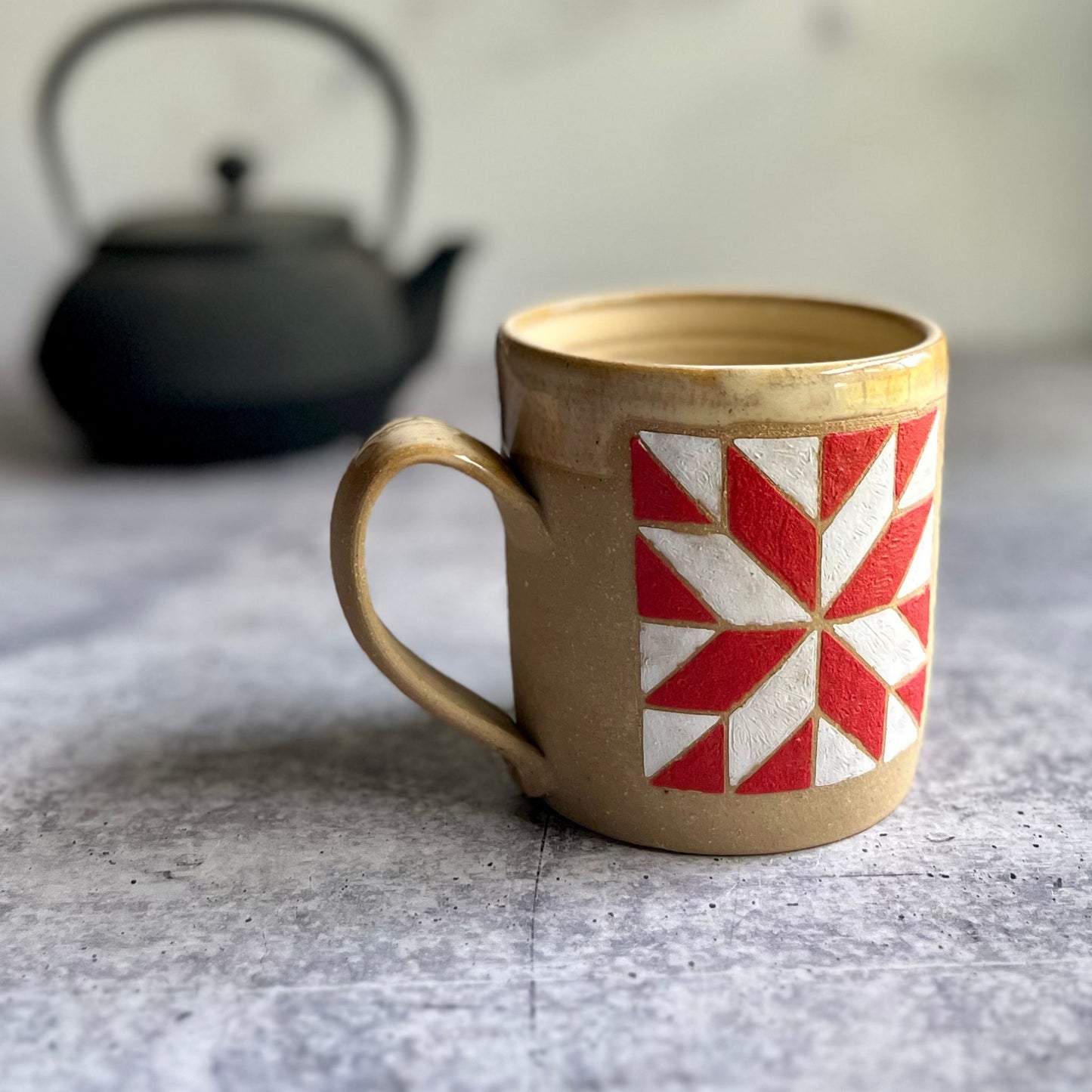MUGS - RED and WHITE STAR BARN QUILT