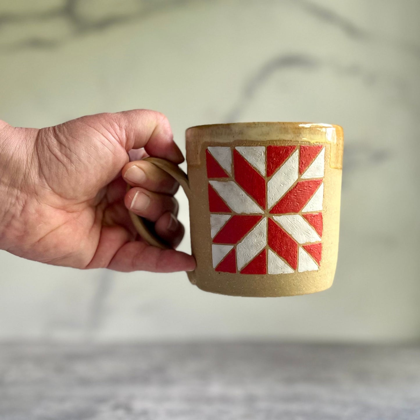 MUGS - RED and WHITE STAR BARN QUILT