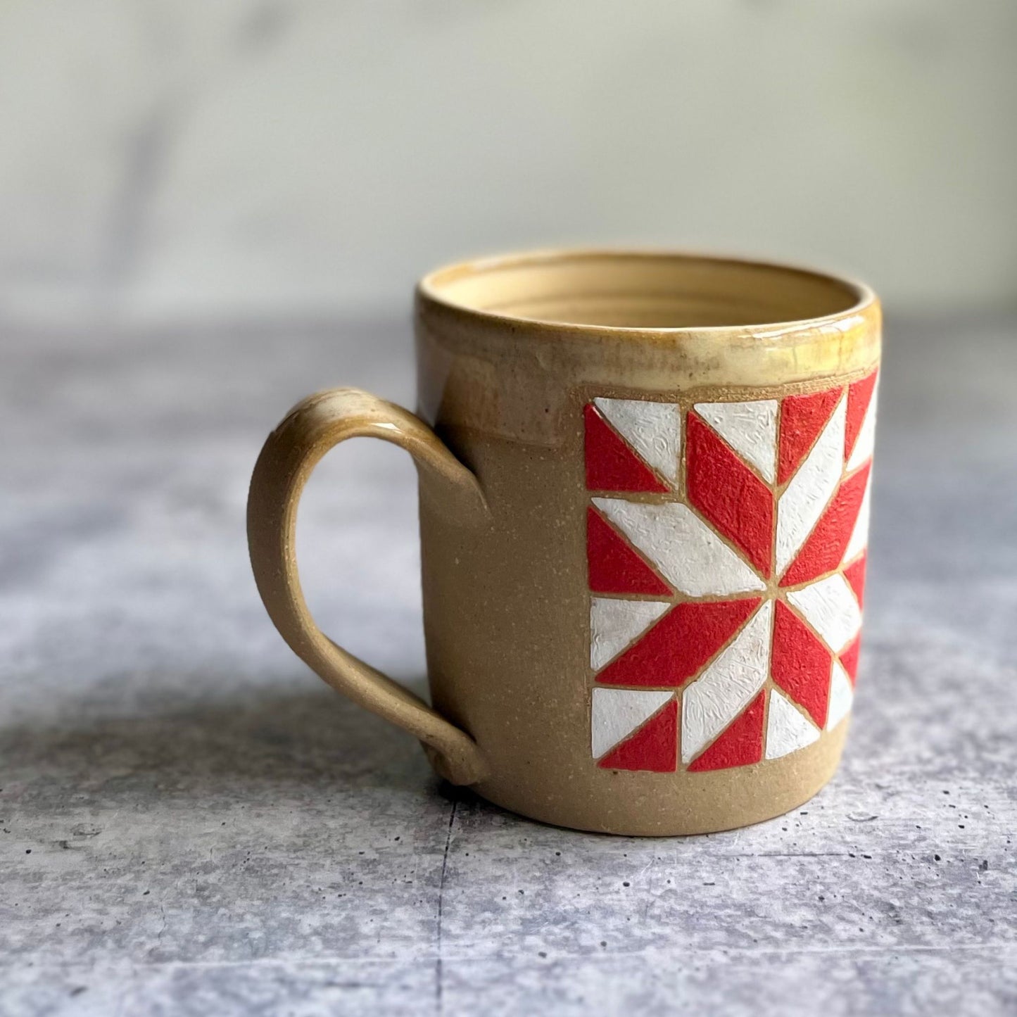 MUGS - RED and WHITE STAR BARN QUILT