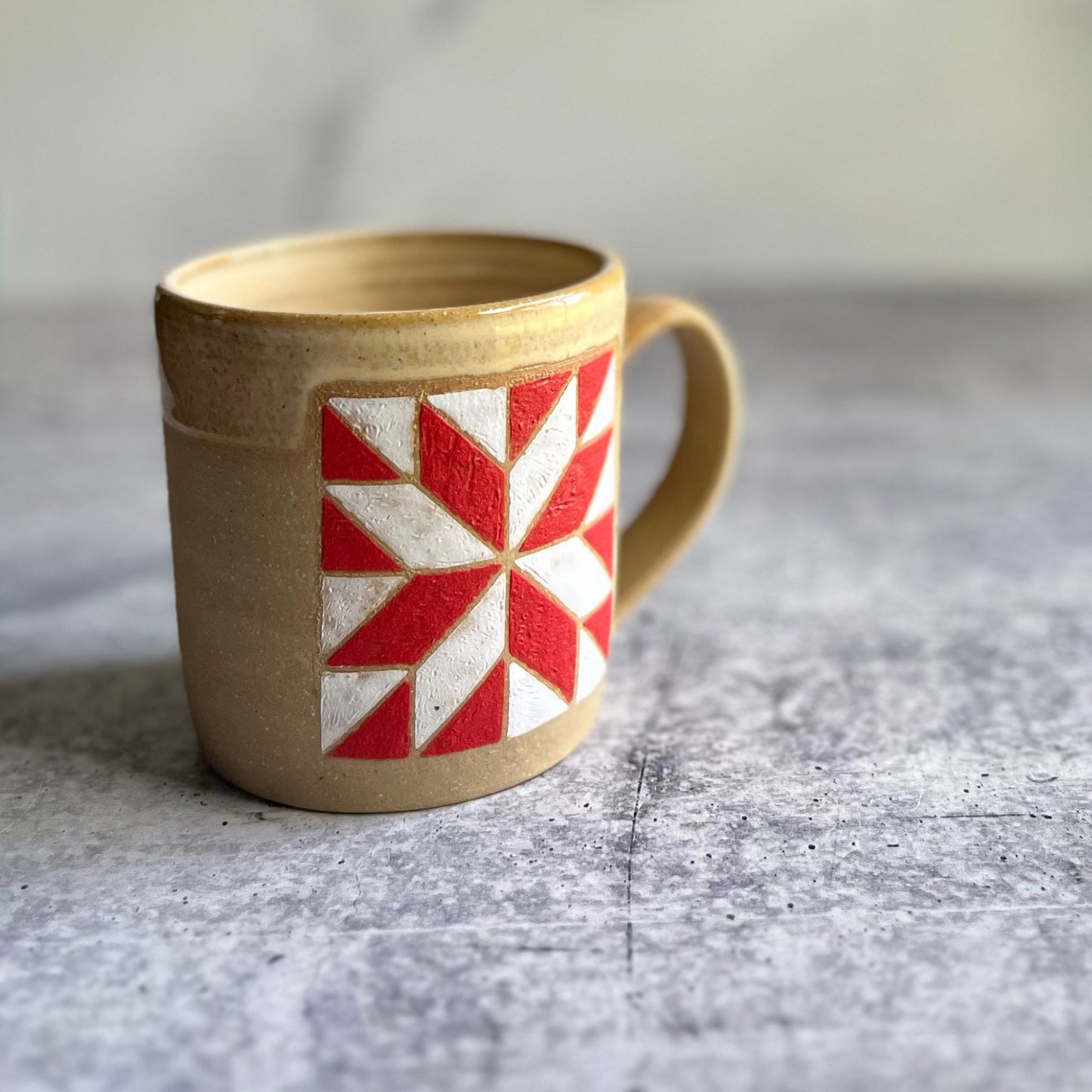 MUGS - RED and WHITE STAR BARN QUILT