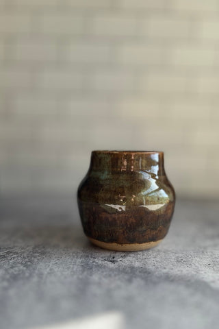 Vase - Rustic Brown with Turquoise - Small