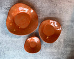 Handcrafted Orange Wacky Bowls - set of 3