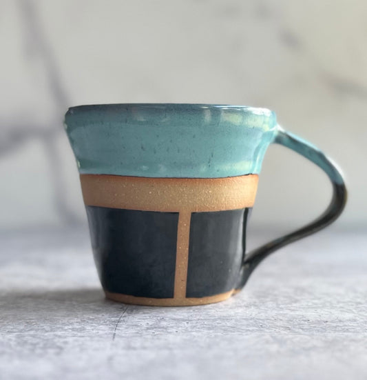 MUGS - 16 oz Turquoise & Black