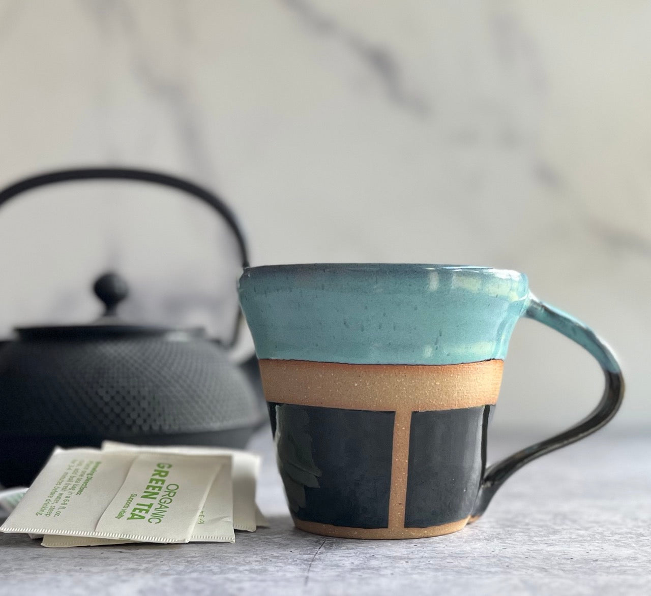 MUGS - 16 oz Turquoise & Black