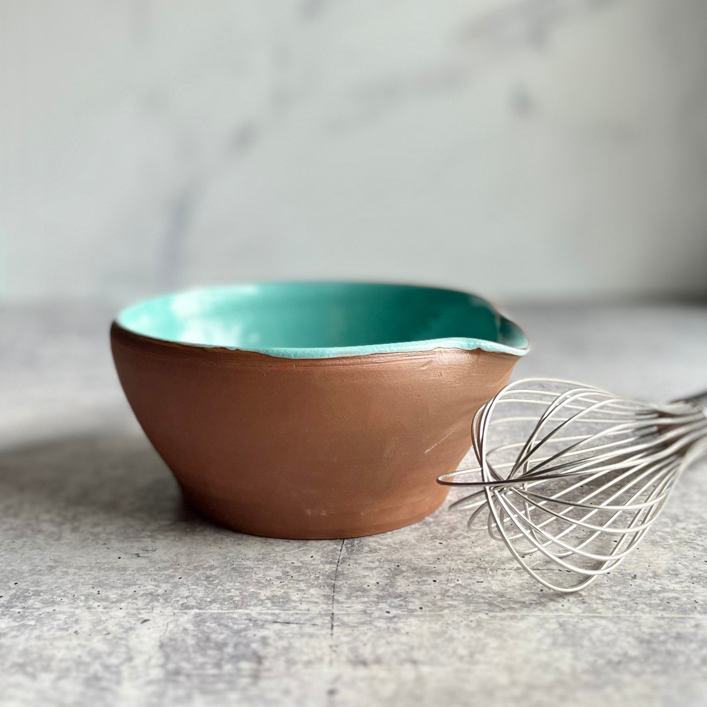 Handmade Ceramic Batter Bowl | Artisan Stoneware Mixing Bowl with Pour Spout