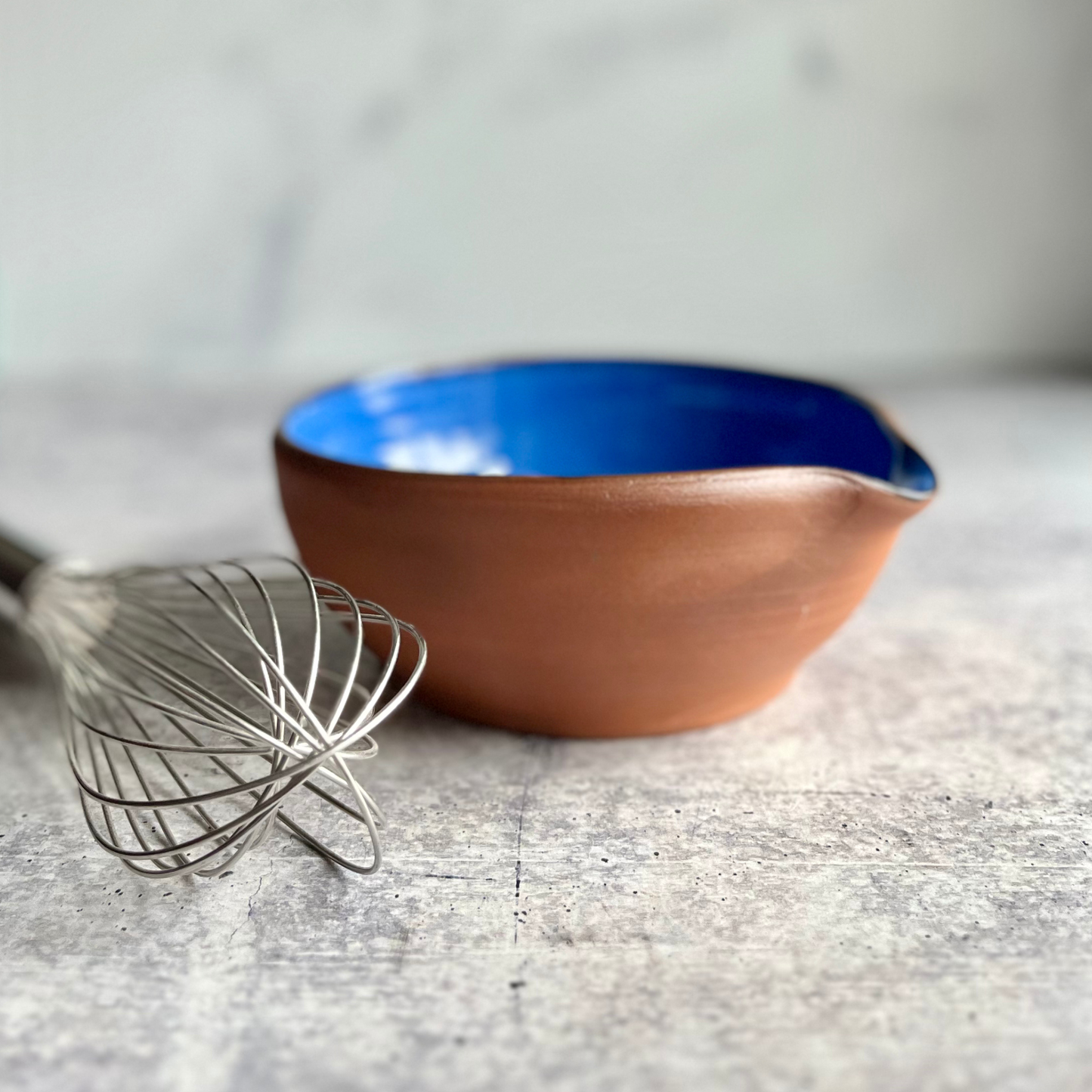 Handmade Ceramic Batter Bowl | Artisan Stoneware Mixing Bowl with Pour Spout