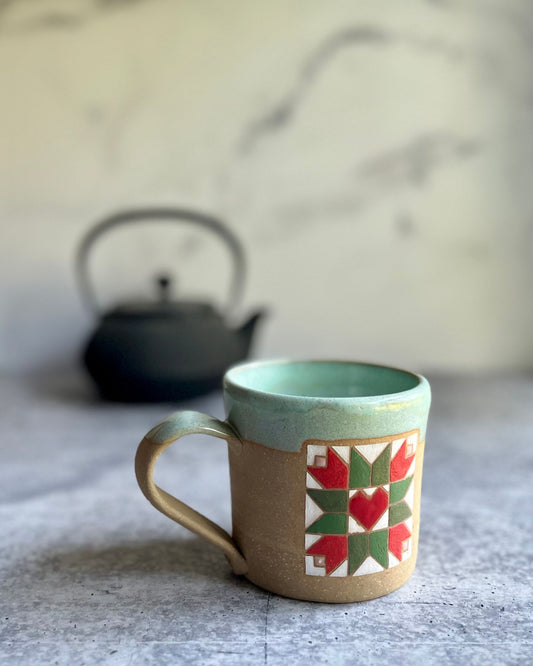 MUGS - TULIPS AND HEART BARN QUILT