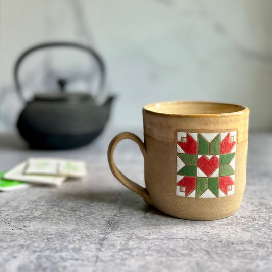 MUGS - TULIPS AND HEART BARN QUILT