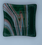 Green-White-Red Swirl Glass Dish