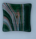Green-White-Red Swirl Glass Dish