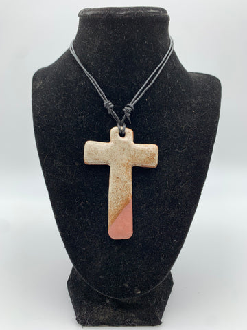 Tan and Brown Cross Pendant