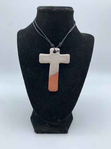 White and Brown Cross Pendant