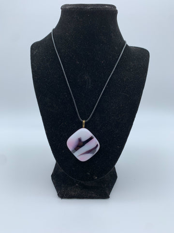 Pink and Black Glass Pendant